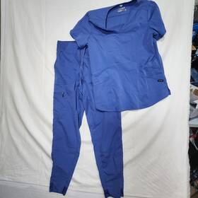 512169-0003 Adar Pro P9500 Womens Scrub Set V-neck Top And Jogger Pants M Blue Healthcare