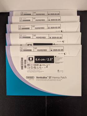 5950008 Bard Lot Of 5 Expired - Ventralex St Hernia Patch With Strap 6.4cm Each
