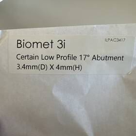 Ilpac3217 Biomet 3i Certain Low Profile 17 Abutment 3.4mm D X 4mm H