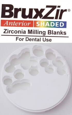 70-1157-bxa0013 Bruxzir Used Anterior Shaded 250 Zirconia Disc Blank 98x15 Mm Mfg 2018/03/22