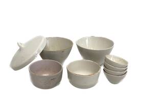 60133 Coors Coorstek 60137 9 Pc Ceramic Porcelain Wide Form Crucibles Capsules And Cover