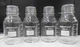 Fb-800-250 Fisherbrand Reusable 250ml Glass Media Bottle Lot Of 4
