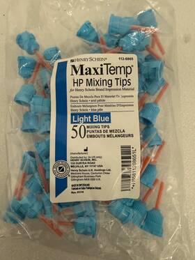 112-6865 Henry Schein Lot 25 Maxitemp Hp Mixing Tips Light Blue