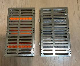 Im9142 Hu-friedy Im9148 Double Decker Cassette 14 Instruments Orange/gray 8 Inch X4.5 X1.5