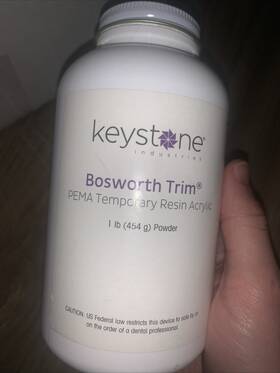 0921907 Keystone Industries Bosworth Trim Pema Temporary Resin Acrylic Powder 1 Lbs Half Full
