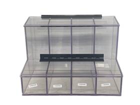 4-compartments S-curve Fcd-01-petg Dispenser With Double Entry Upper And Lower Hinged Lids Fcd
