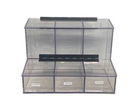 3-compartments S-curve Fcd-03-petg Dispenser With Double Entry Upper And Lower Hinged Lids Fcd