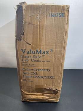 3660cy2xl Valumax Extra-safe Lab Coats 10 Bags 100 Pieces Color Cranberry