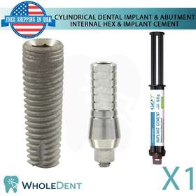 Wholedent 304061878746 X10 Dental Cylindrical Int Hex Sterile Sla Straight Abutment Cement Set
