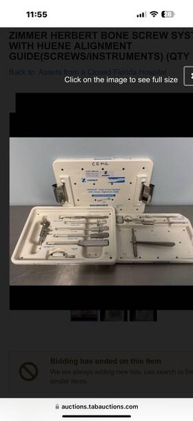 1152-90 Zimmer Herbert/whipple Bone Screw System Cannulated Screws/instruments