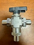 Ssp Flolok 319-3-316 3-WAY Ball Valve, 3/8" F-npt, Black Handle. Fixed Price $45.00.
