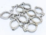 Lot Of 9 Two Dual Pin Hinge Stainless Steel Heavy Duty 2" Sanitary Clamps. Fixed Price $54.99.