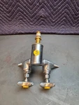 Nickle Plated Brass Double 90 Degree Lab Countertop Petcock Valve Gas Water Barb. Fixed Price $80.00.