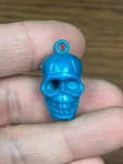 Vintage 1'' Hong Kong Blue 3D Plastic Human Skull Cracker Jack Toy Pendant Charm. Fixed Price $12.00.