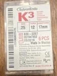 Sybronendo K3 Endodontic Files Size .25 Taper 17MM Mpn 830-2257 6 Pcs. Fixed Price $10.00.