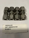 Swagelok SS-600-6 3/8" Tube Fitting Stainless Steel (quantity: 4). Fixed Price $90.00.
