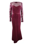Js Collections Women's Illusion Lace-sleeve Gown (2, Cabernet). Fixed Price $69.99.