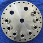 Mdc 10" Stainless Cf Flange With 8X1.33" Ports And 3X1" Feedthrough Holes. Fixed Price $600.00.