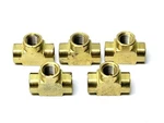 Lot Of 5 Parker 2203P-4, 1/4" Female Brass Pipe Tee, Extruded. Fixed Price $24.99.