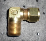 (3) Hoke Gyrolok Flareless Elbow Tube Fittings, 1/2"T X 1/2"MNPT, Brass 8LM8BR. Fixed Price $21.00.