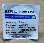 Foxx Ezflow Sterile Pvdf Syringe Filters, 0.22UM, 13MM, 378-2115-OEM, 72 Pk. Fixed Price $100.00.