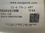 Swagelok SS-6-TA-1-4RT Stainless Steel Tube Fitting Fnsp, New, Box Of 25 Pcs.. Fixed Price $275.00.