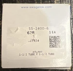 Swagelok SS-2400-6 Union Fitting 1-1/2 Tube Od Stainless Steel New. Fixed Price $125.00.