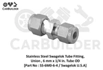 Swagelok SS-6M0-6-4 Union Stainless Steel Tube Fitting Mm X 1/4" Od. Fixed Price $35.00.