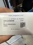 Swagelok SS-QTM4A-B-400K3 Ptfe Quick Connect Stem For 0.25 Tube (new). Fixed Price $175.00.
