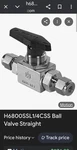 Hamlet H6800SSL1/4CSS Ball Valve Straight. Fixed Price $101.50.