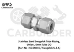 Swagelok SS-6M0-6 Union Tube Fitting Mm Od Straight Connector. Fixed Price $38.10.