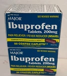 Major Ibuprofen Tablets 200MG 50COATED Caplets 2PACK- EXP09/26. Fixed Price $15.99.
