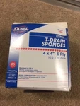 Dukal T-drain Sponge Rayon/poly Blend 4''X4'' Sterile Box = 25 Pack New Open. Fixed Price $21.24.