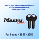 2001-2250. Master Padlock Replacement Keys, Precision Cut To Your Code.. Fixed Price $12.99.