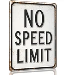 No Speed Limit Car Wall Decor For Boys Small Signage, White And Black. Fixed Price $14.76.