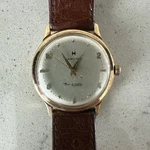 Vintage 14K Yellow Gold Hamilton Thin-o-matic 34MM 17J Wrist Watch Cal. 1005. Fixed Price $1350.00.