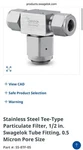 1/2" Swagelok SS-8TF-05-SC11 316SS 0.5 Micron 0005133696 New. Fixed Price $69.00.