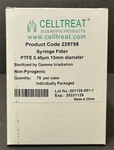 Celltreat Scientific Ptfe 0.45UM 13MM Diameter 229758 Sterilzed Syringe Filter. Fixed Price $49.09.