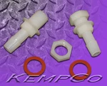 (2) 3/8" Natural Nylon Thru-panel Straight Adapter W/ Hex & Washer, Food Grade. Fixed Price $15.59.