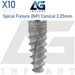 10 Spiral Fixture Narrow Platform (np) Conical Connection Hex 2.25MM Dental Sla. Fixed Price $779.90.