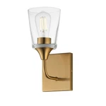 Maxim 12881 Hudson 11" Tall Wall Sconce - Natural Aged Brass / Clear. Fixed Price $49.30.
