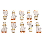 Lot Of 10 Smc KQ2U07-36S Branch Y Fitting, -0.1 1.0MPA, 1/4IN One-touch, 3/8NPT. Fixed Price $30.00.