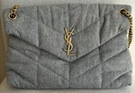 Saint Laurent Ysl Medium Puffer Monogramme Denim Chain Bag $3350. Fixed Price $2599.00.
