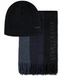 Kenneth Cole Men's 2-PC. Colorblocked Stripe Scarf & Fleece-lined Beanie Os. Fixed Price $24.99.
