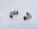 245508 New-no Box; Parker X169PL-4-10X32 LOT-2 Elbows; 1/4"PTC 10-32 Threads. Fixed Price $15.49.