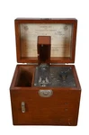 Antique Mahogany General Electric Vacuum Lightning Arrester Testing Set 8". Fixed Price $100.00.